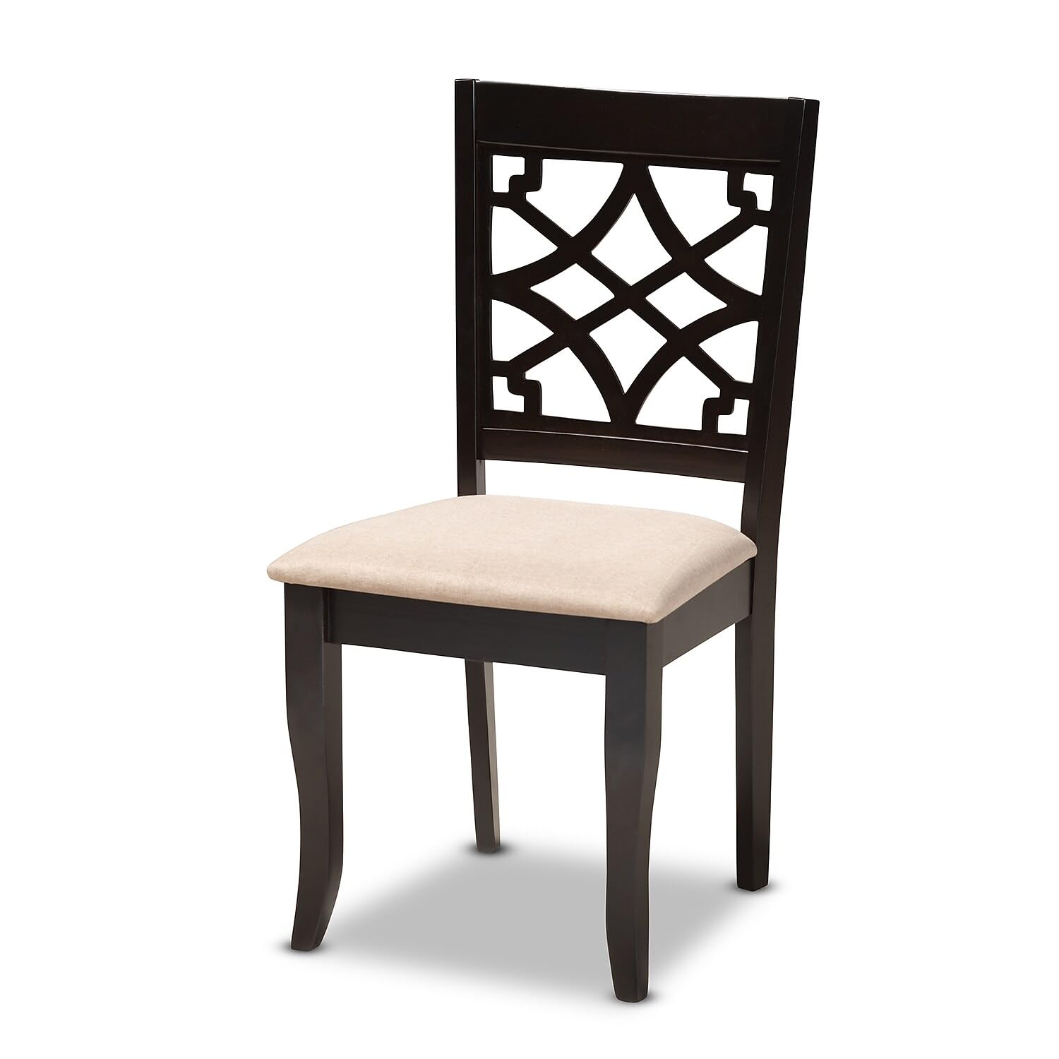 Baxton Studio Mael Modern and Contemporary Sand Fabric Upholstered Espresso Brown Finished Wood Dining Chair - Set of 4